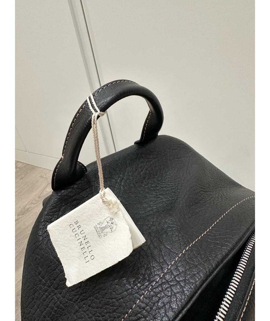 BRUNELLO CUCINELLI Черный кожаный рюкзак, фото 8