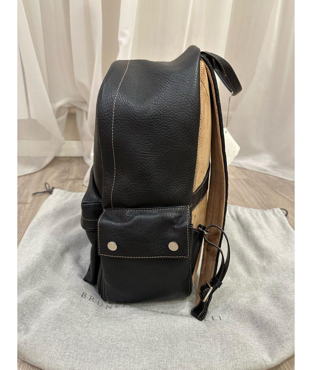 BRUNELLO CUCINELLI Черный кожаный рюкзак, фото 5