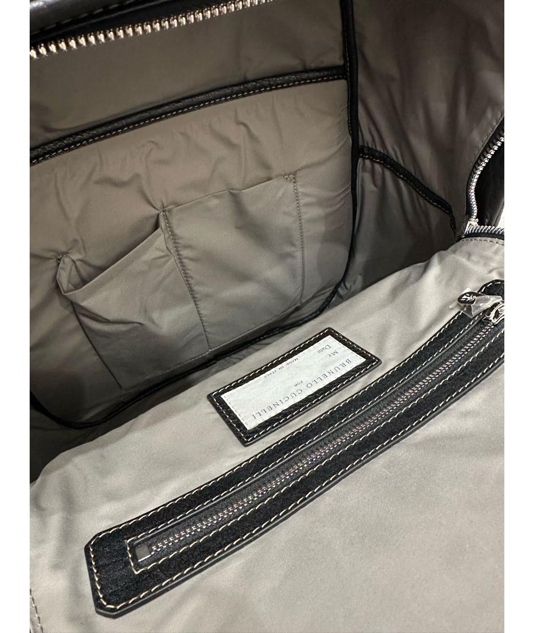 BRUNELLO CUCINELLI Черный кожаный рюкзак, фото 4