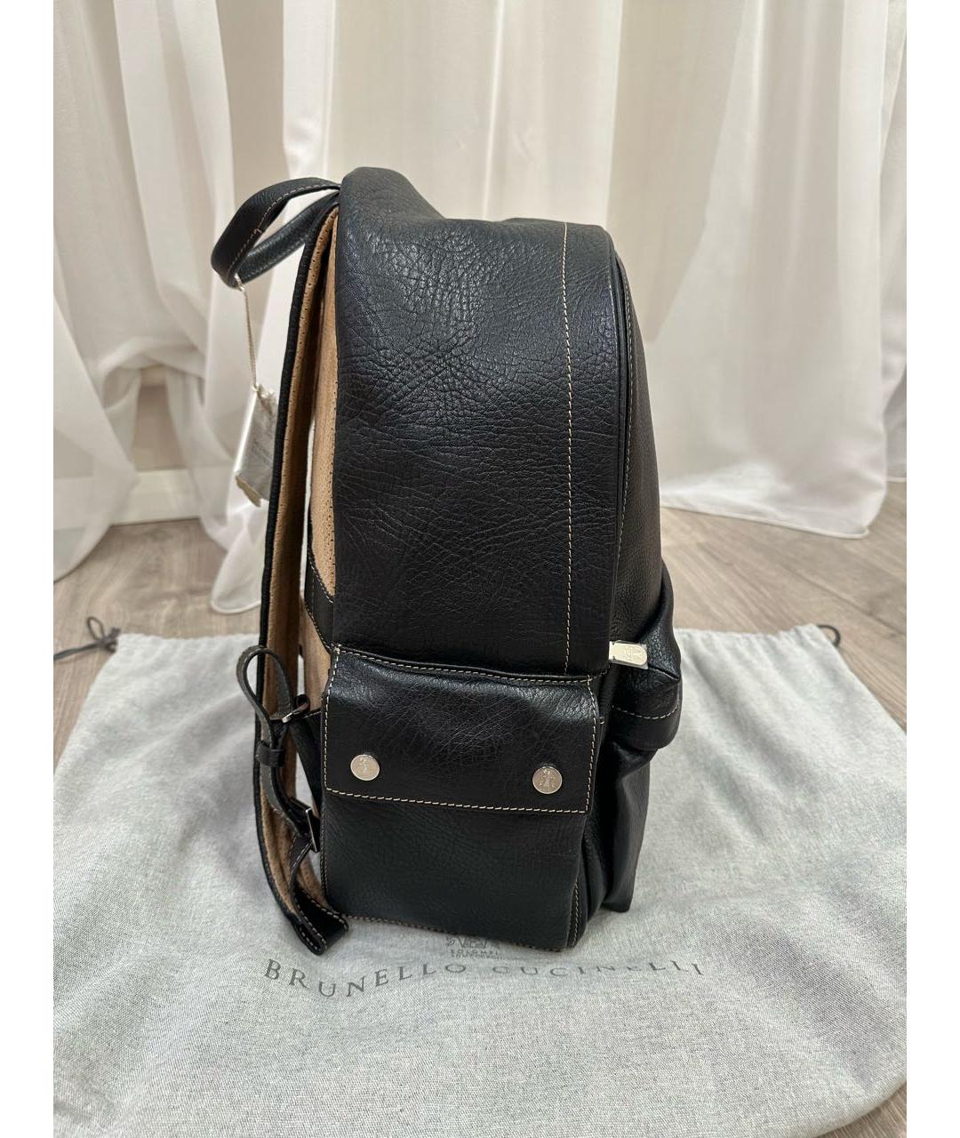 BRUNELLO CUCINELLI Черный кожаный рюкзак, фото 2