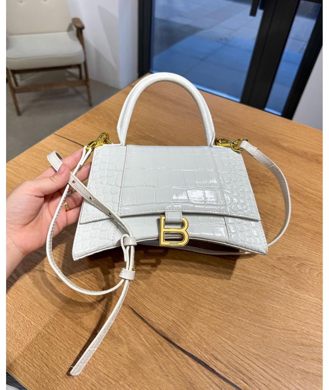 BALENCIAGA Белая кожаная сумка через плечо, фото 2