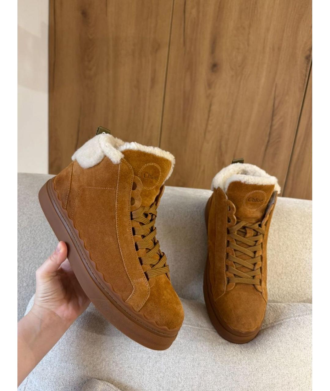 CHLOE Коричневые замшевые ботинки, фото 3