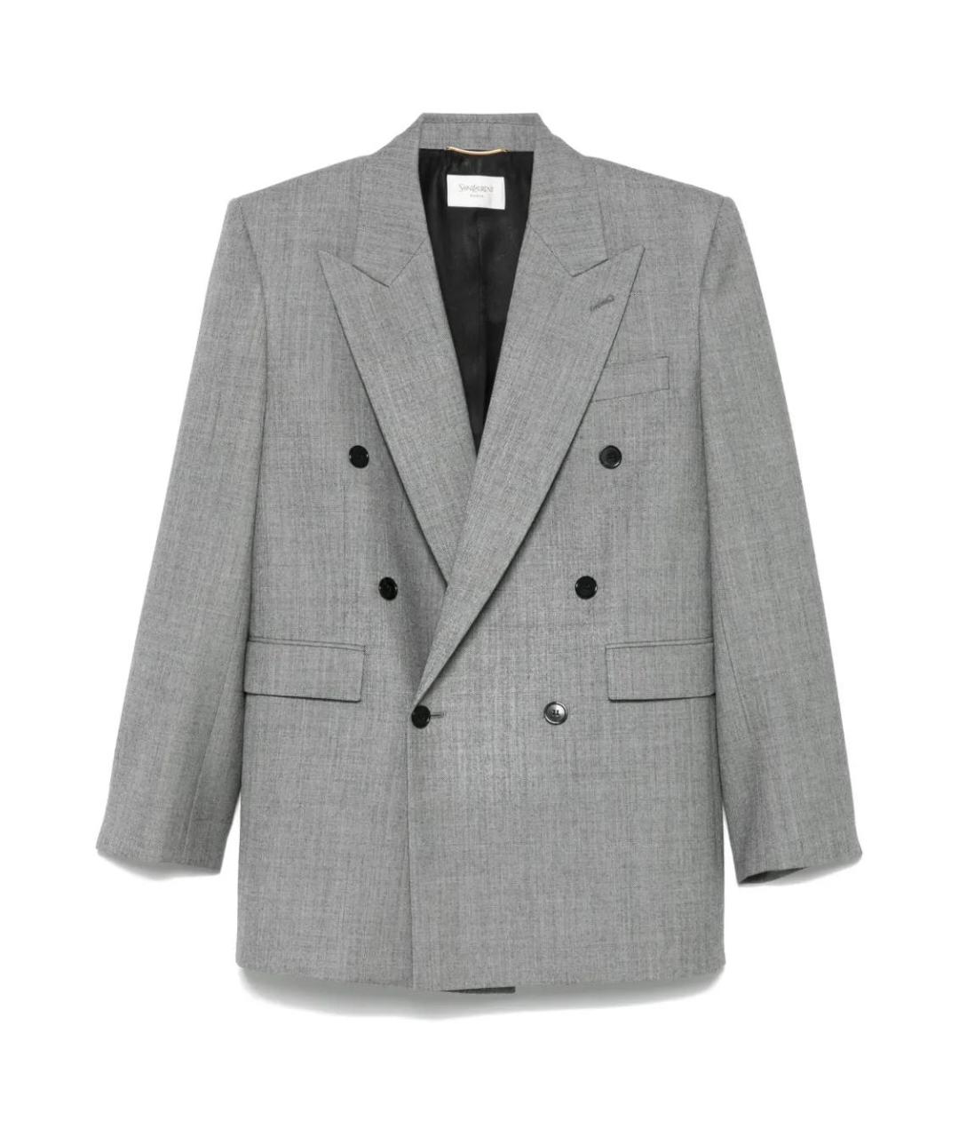 SAINT LAURENT Серый шерстяной жакет/пиджак, фото 1