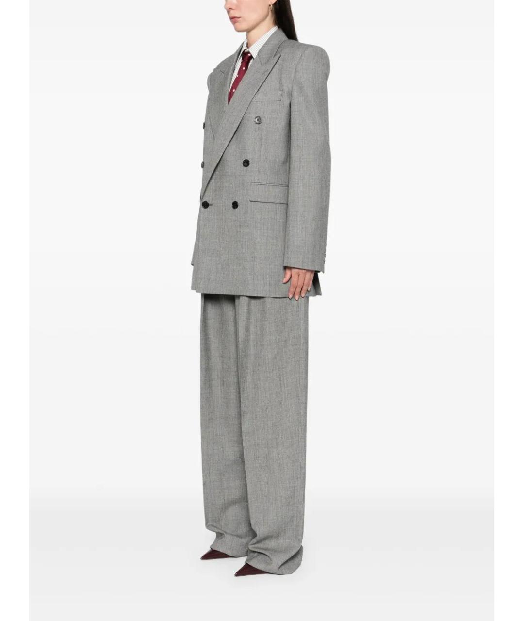 SAINT LAURENT Серый шерстяной жакет/пиджак, фото 3