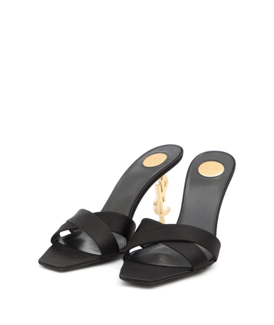 SAINT LAURENT Черные текстильные мюли, фото 4