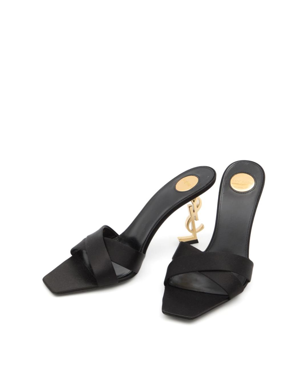 SAINT LAURENT Черные текстильные мюли, фото 2