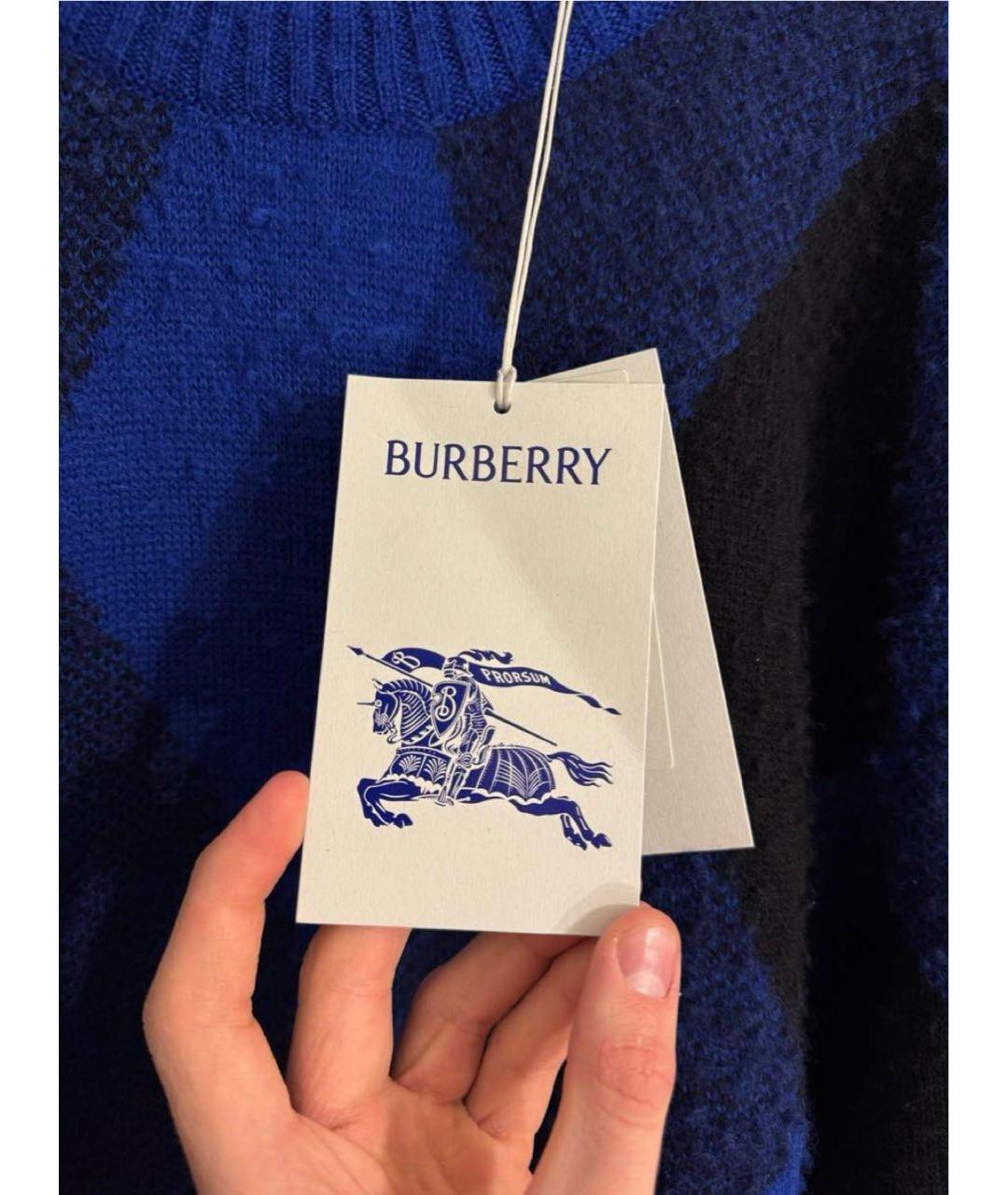 BURBERRY Синий шерстяной джемпер / свитер, фото 3