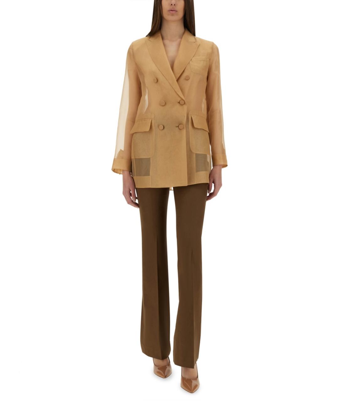 PT TORINO Коричневые хлопковые прямые брюки, фото 3