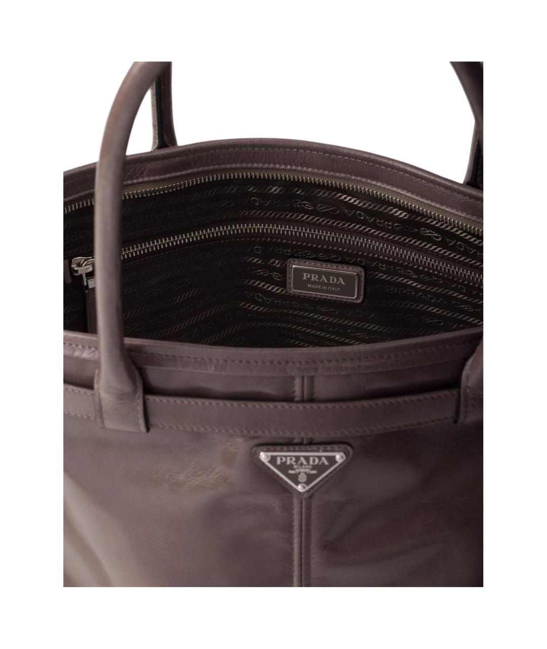 PRADA Коричневая кожаная сумка на плечо, фото 4