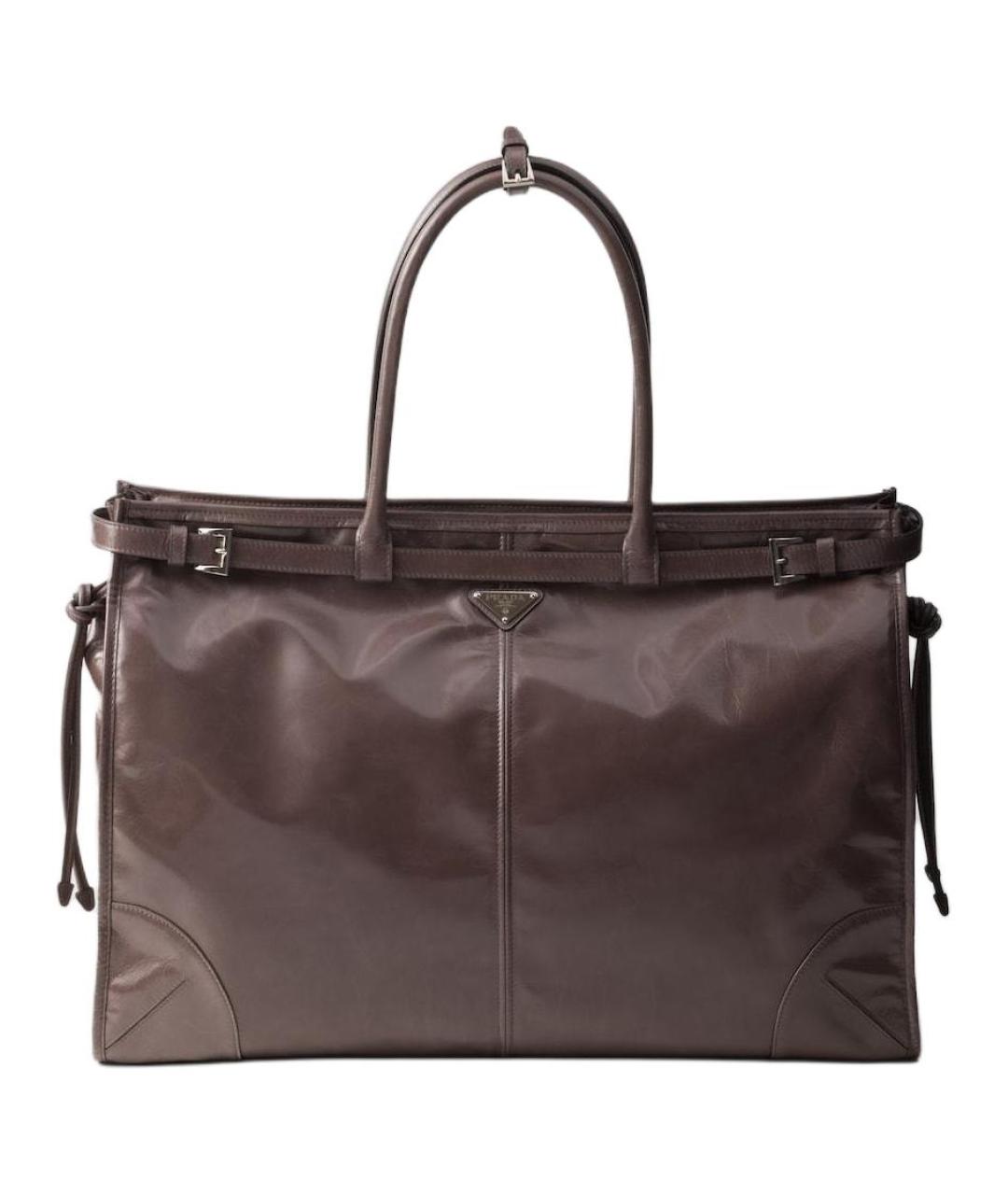 PRADA Коричневая кожаная сумка на плечо, фото 1