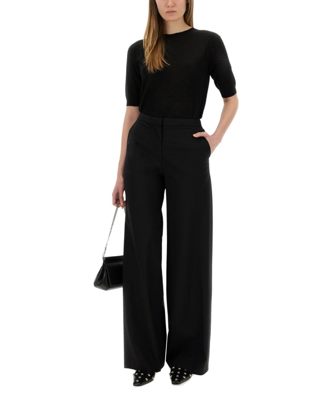 PT TORINO Черные шерстяные прямые брюки, фото 2