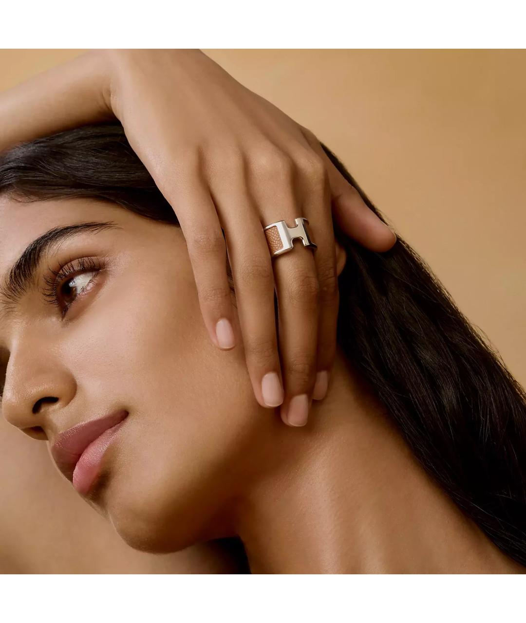 HERMES Серебряное кожаное кольцо, фото 3