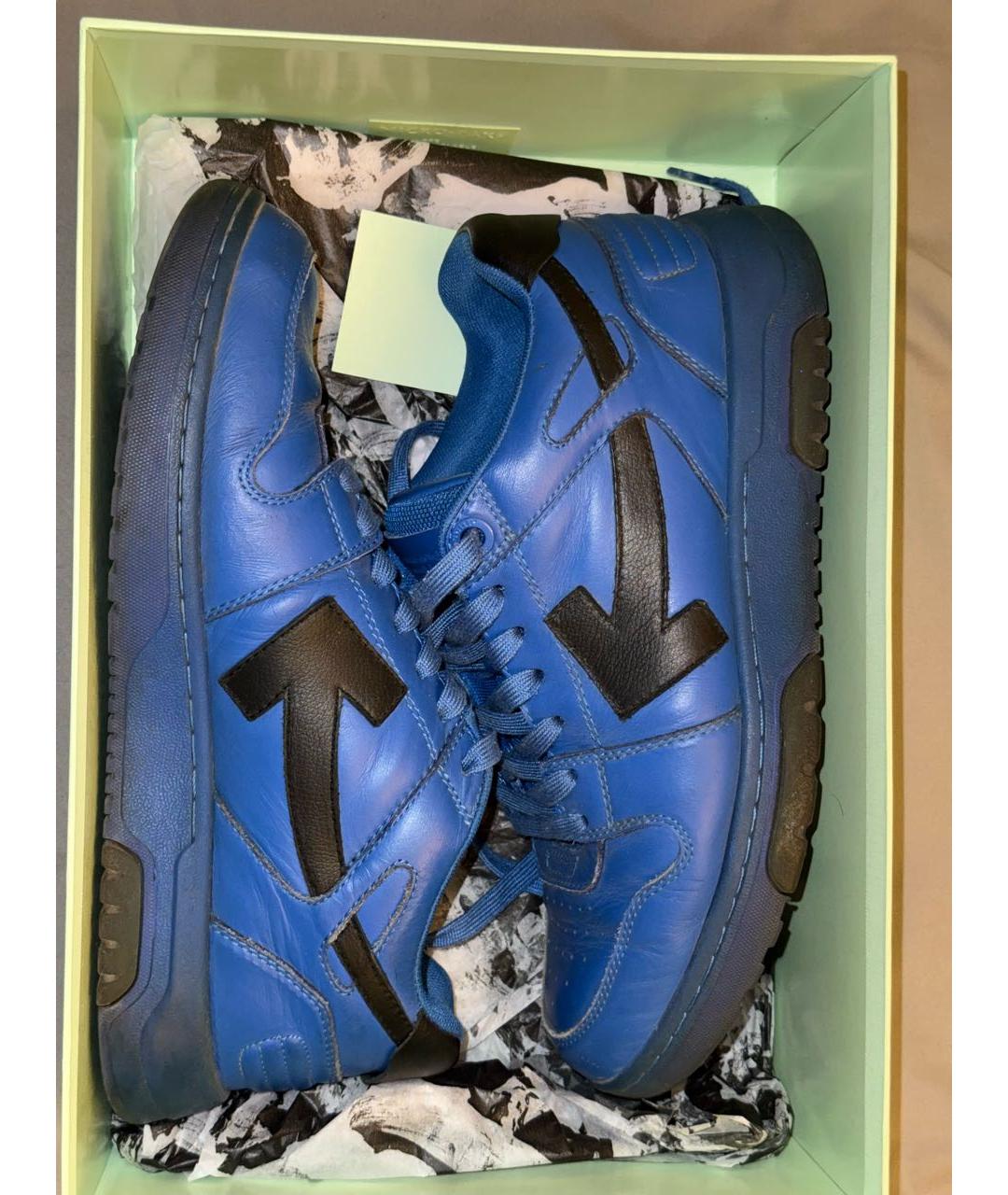 OFF-WHITE Синие кожаные низкие кроссовки / кеды, фото 3