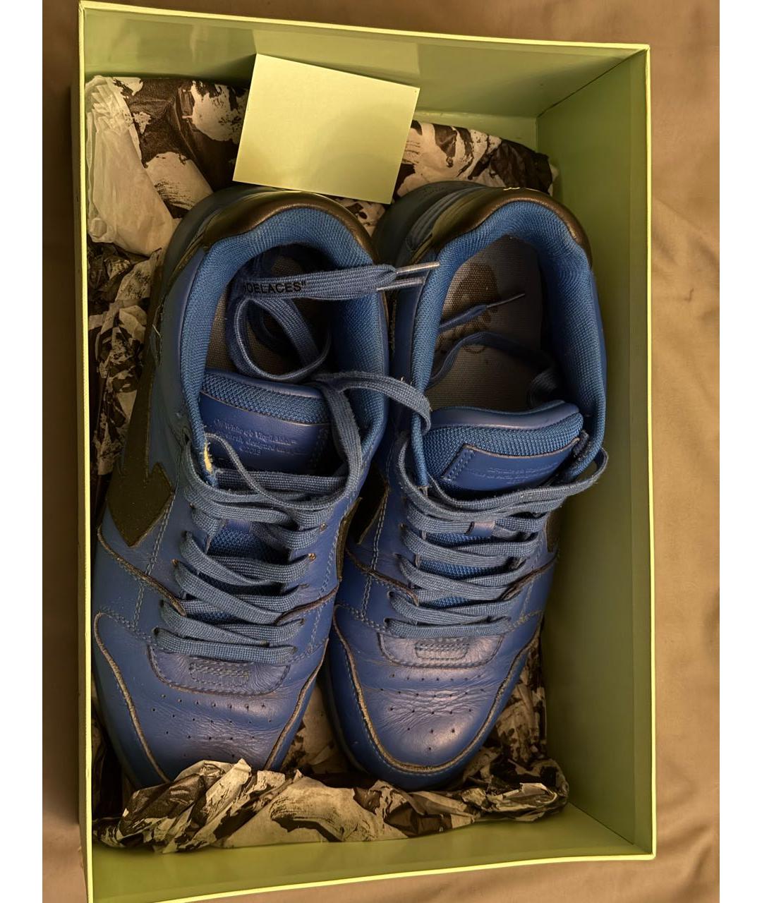 OFF-WHITE Синие кожаные низкие кроссовки / кеды, фото 2