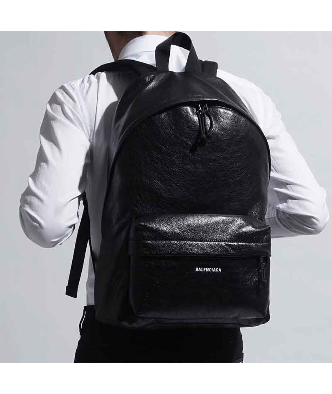 BALENCIAGA Черный кожаный рюкзак, фото 5