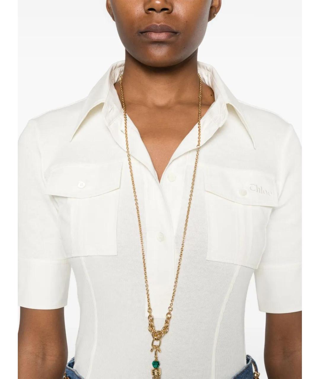 CHLOE Белая кожаная футболка, фото 5