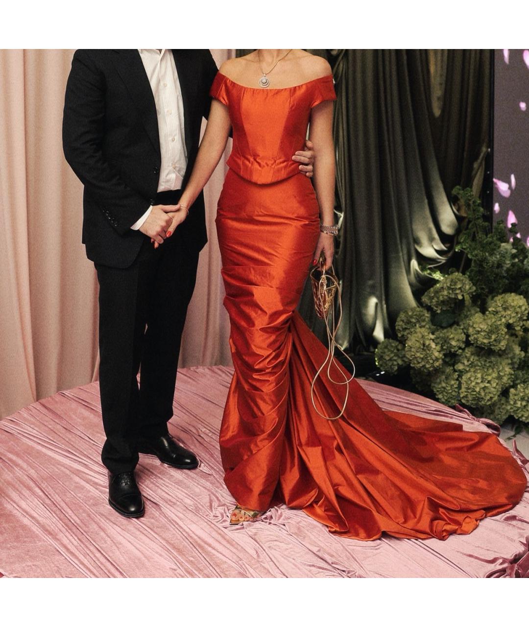 RASARIO Оранжевое шелковое вечернее платье, фото 8