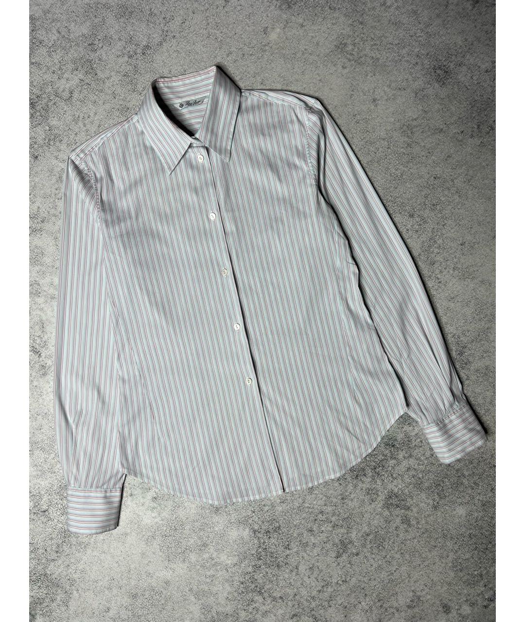 LORO PIANA Голубая хлопко-эластановая рубашка, фото 7