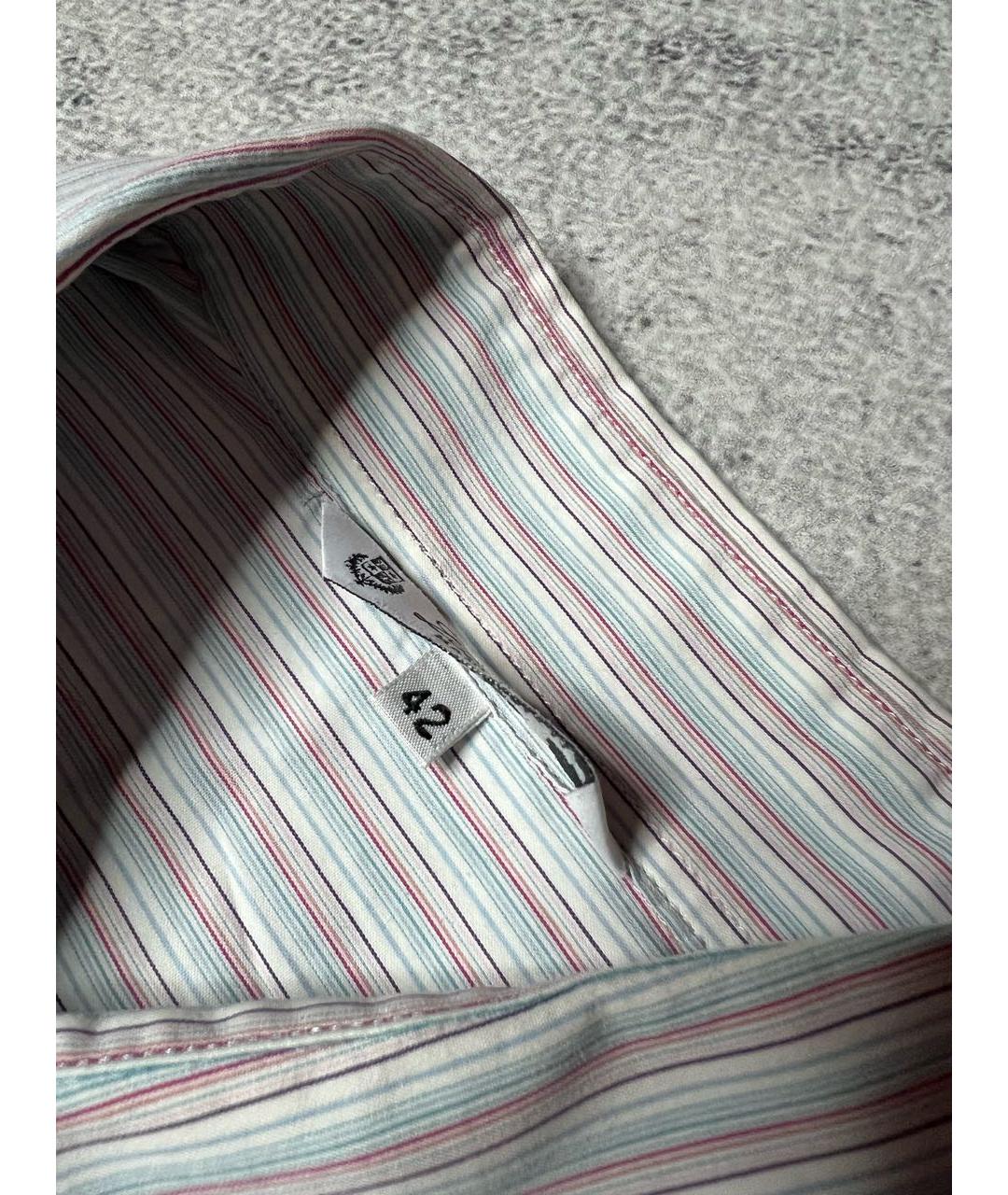 LORO PIANA Голубая хлопко-эластановая рубашка, фото 5