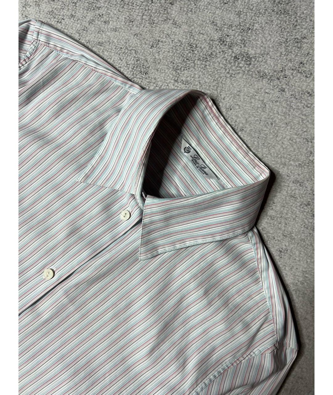 LORO PIANA Голубая хлопко-эластановая рубашка, фото 4