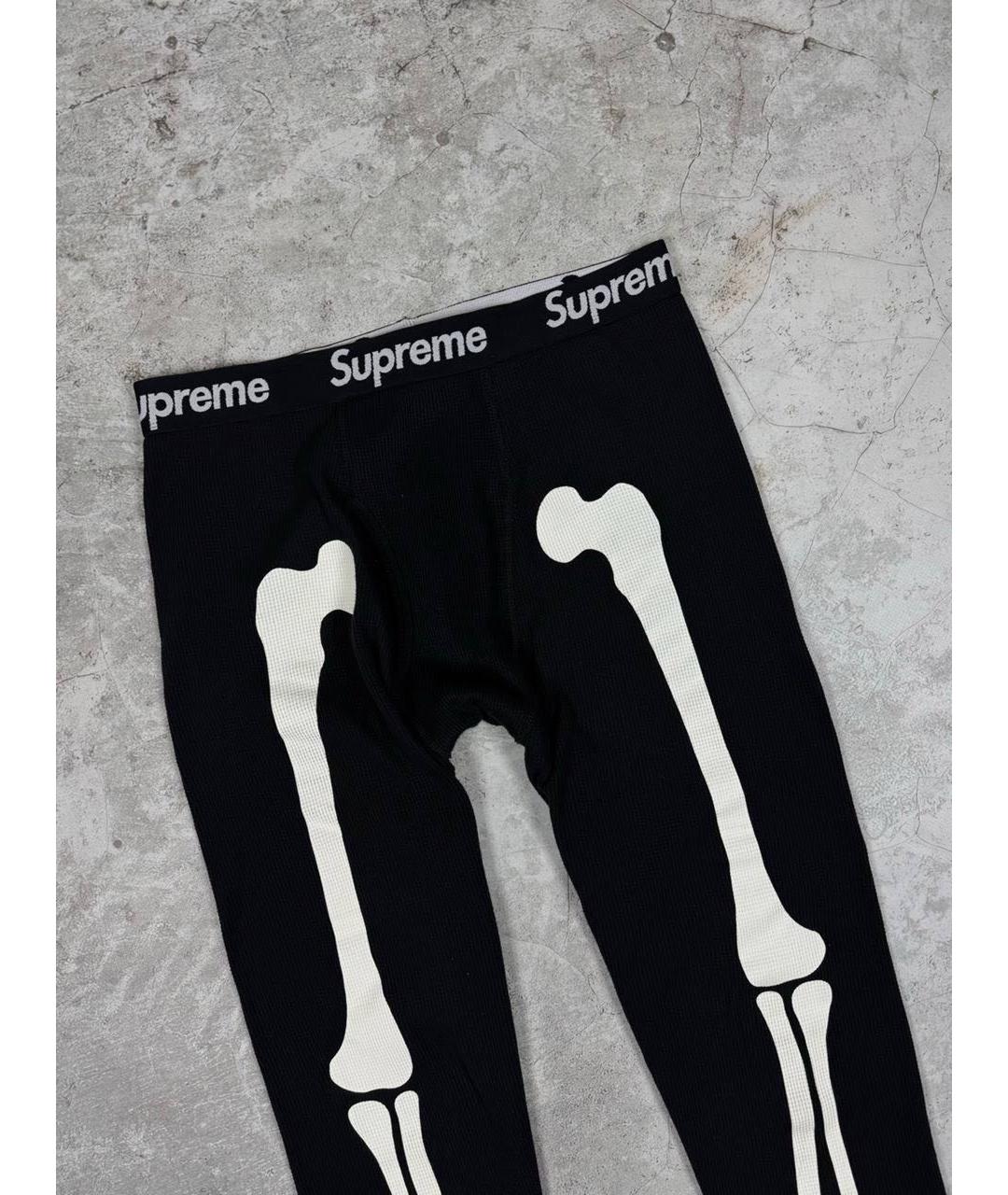 SUPREME Черные хлопковые повседневные брюки, фото 2