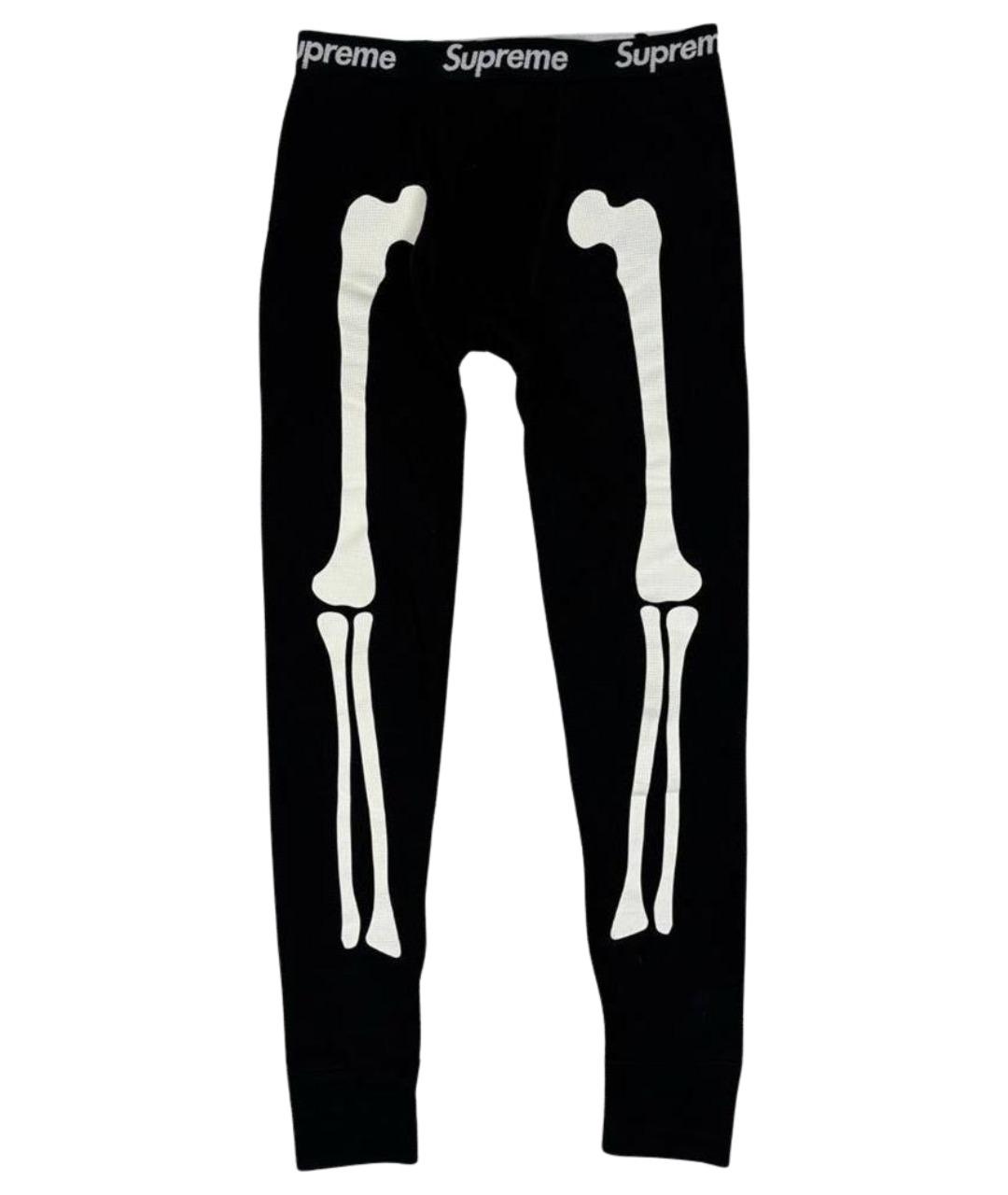 SUPREME Черные хлопковые повседневные брюки, фото 1