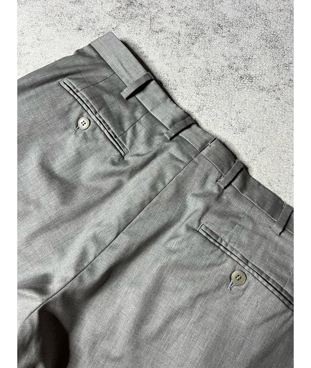 BRIONI Серые шерстяные классические брюки, фото 3