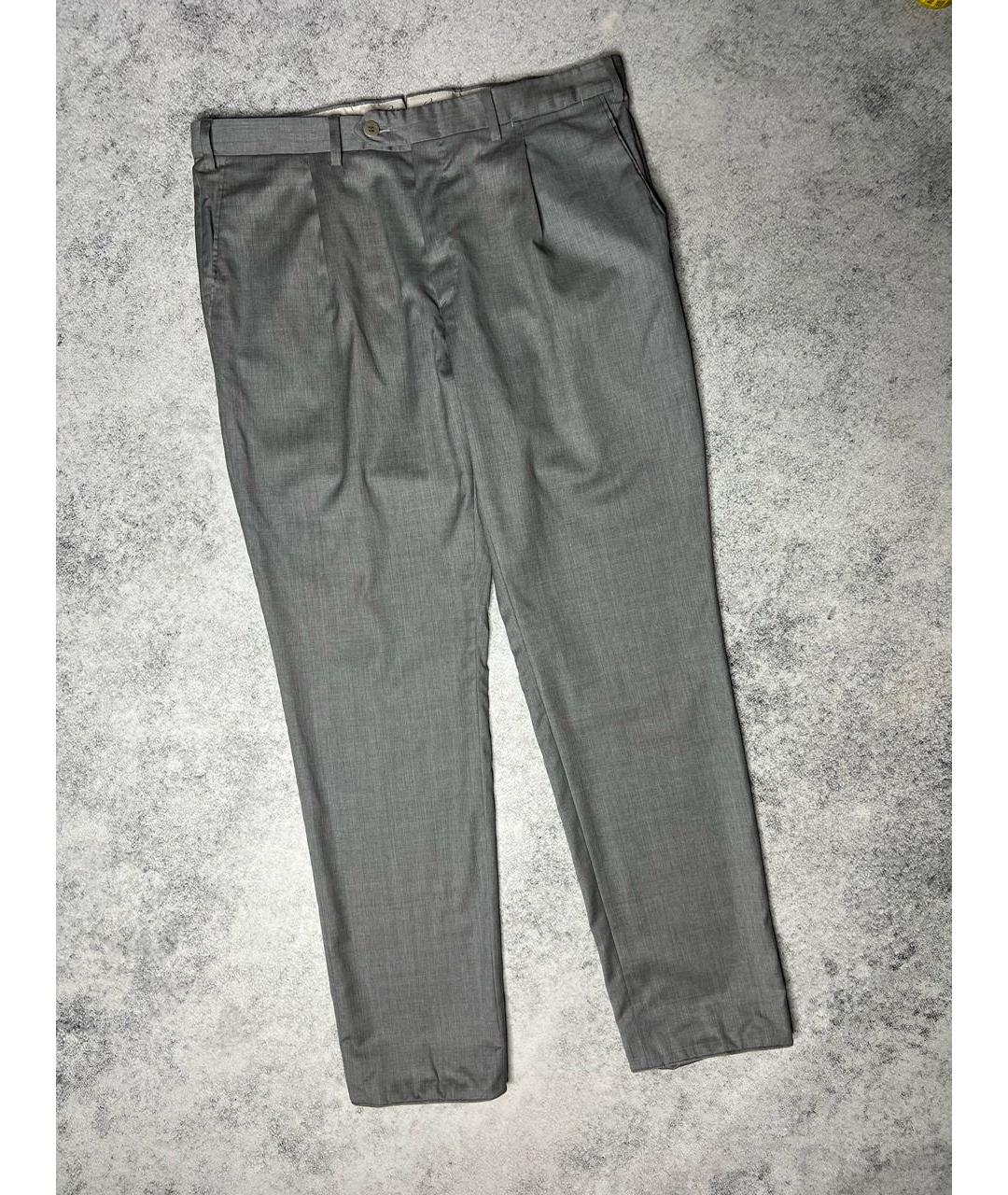 BRIONI Серые шерстяные классические брюки, фото 7