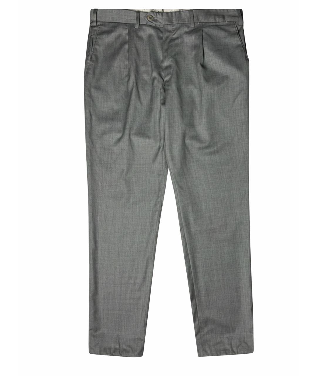 BRIONI Серые шерстяные классические брюки, фото 1