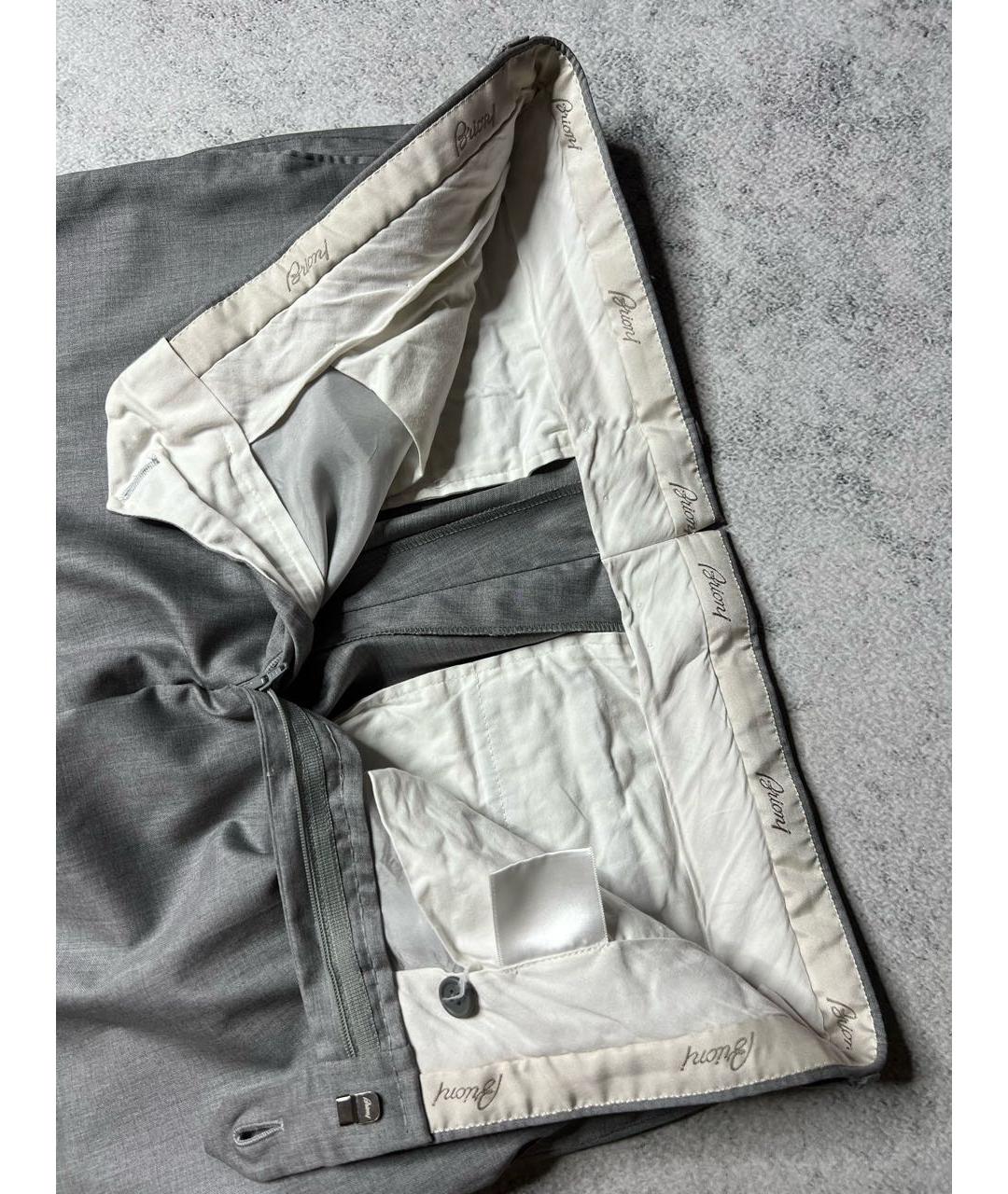 BRIONI Серые шерстяные классические брюки, фото 5