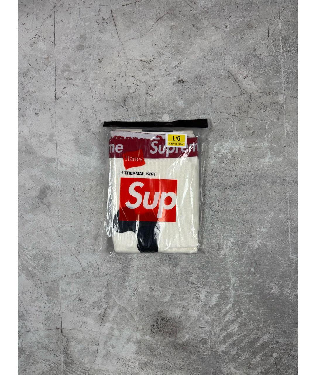 SUPREME Белые хлопковые повседневные брюки, фото 2