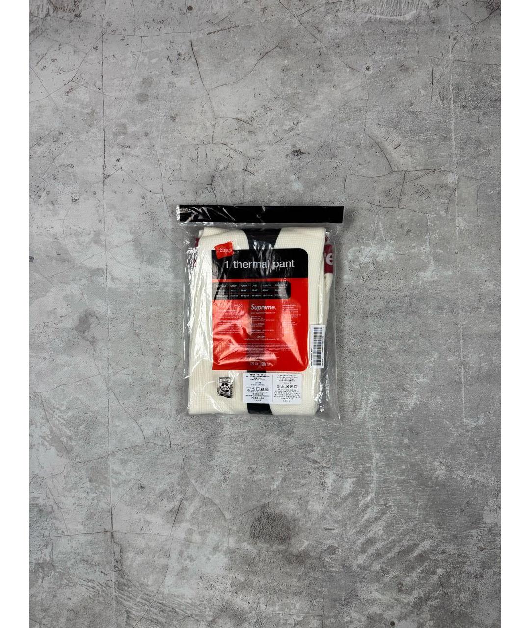 SUPREME Белые хлопковые повседневные брюки, фото 3