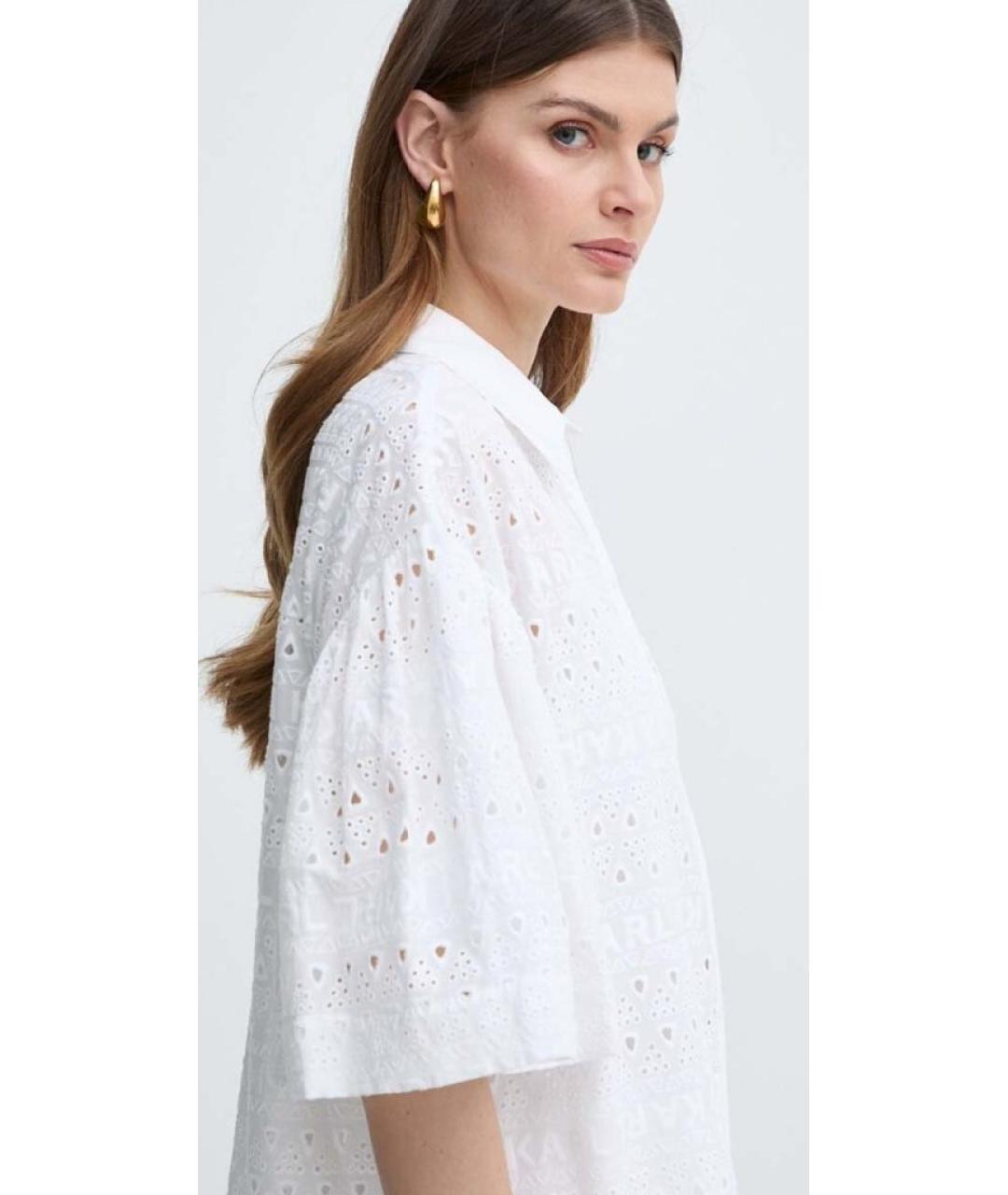 KARL LAGERFELD Белое хлопковое повседневное платье, фото 5