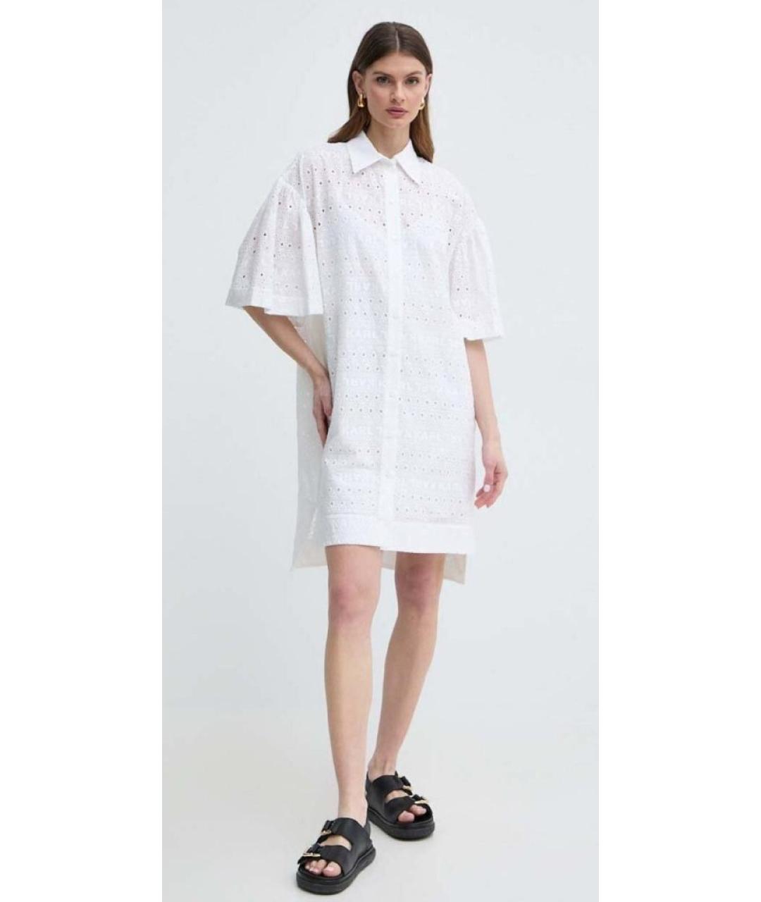 KARL LAGERFELD Белое хлопковое повседневное платье, фото 2