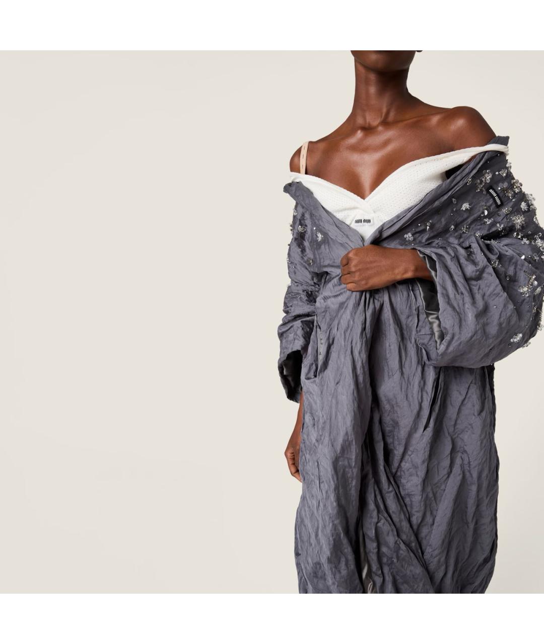 MIU MIU Серое хлопковое пальто, фото 4