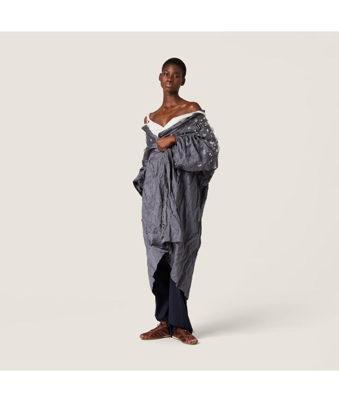 MIU MIU Серое хлопковое пальто, фото 2