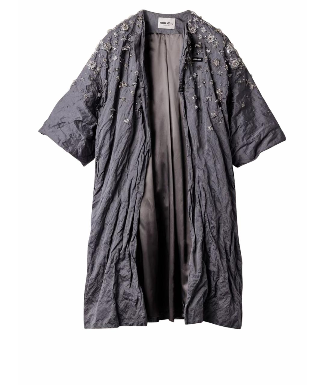 MIU MIU Серое хлопковое пальто, фото 1