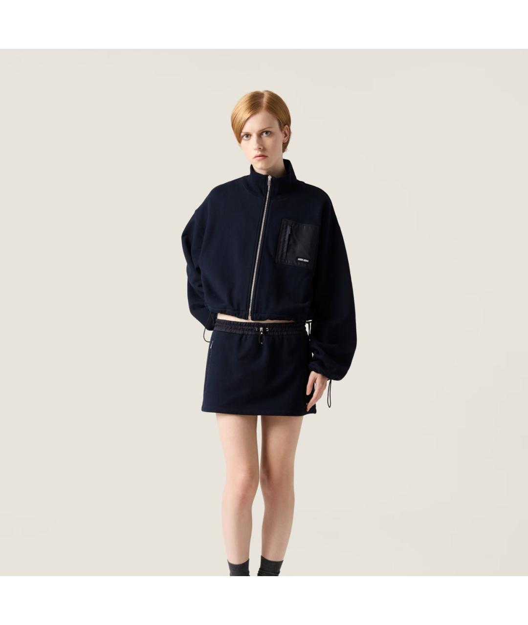 MIU MIU Темно-синий хлопковый жакет/пиджак, фото 2