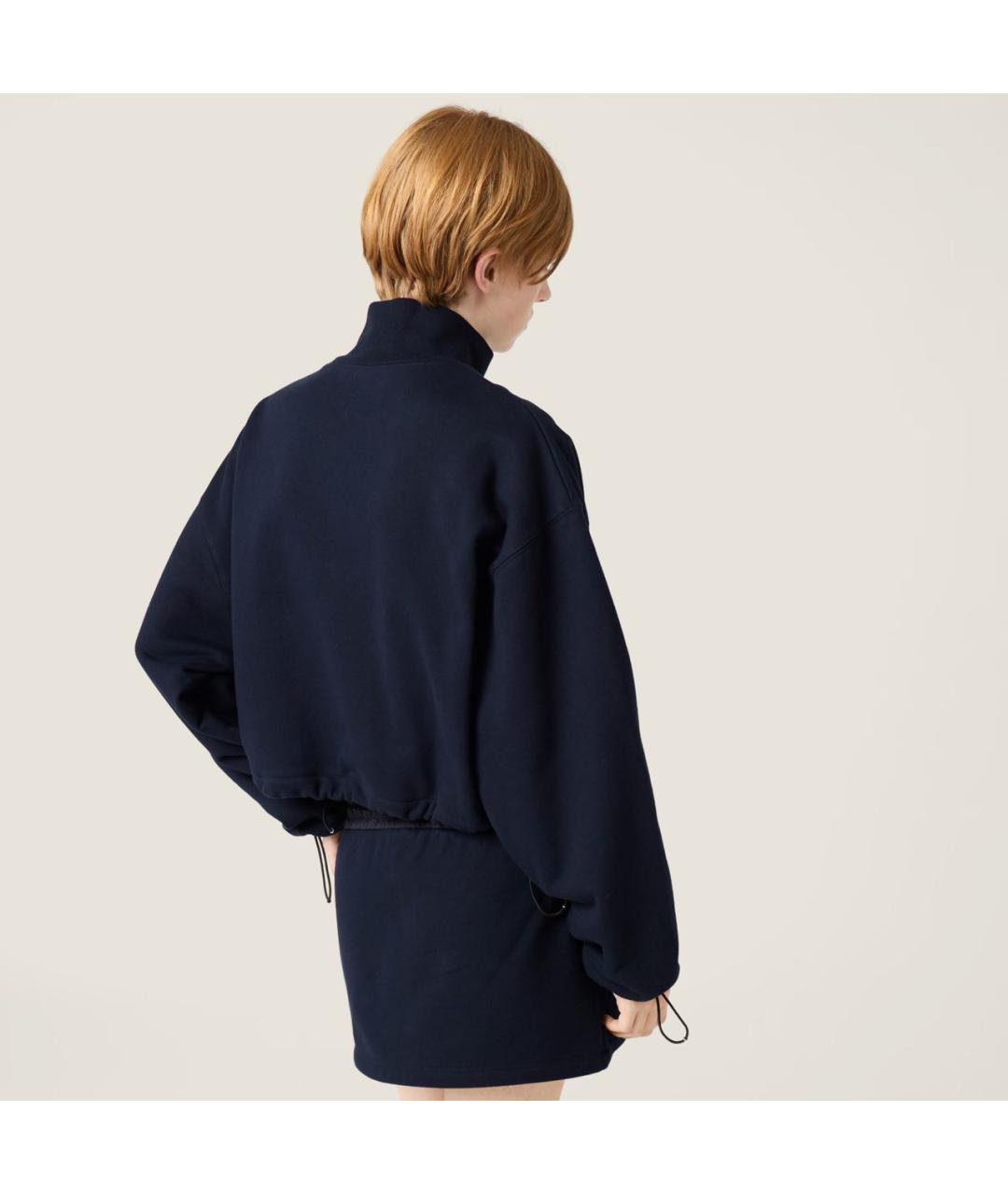 MIU MIU Темно-синий хлопковый жакет/пиджак, фото 3