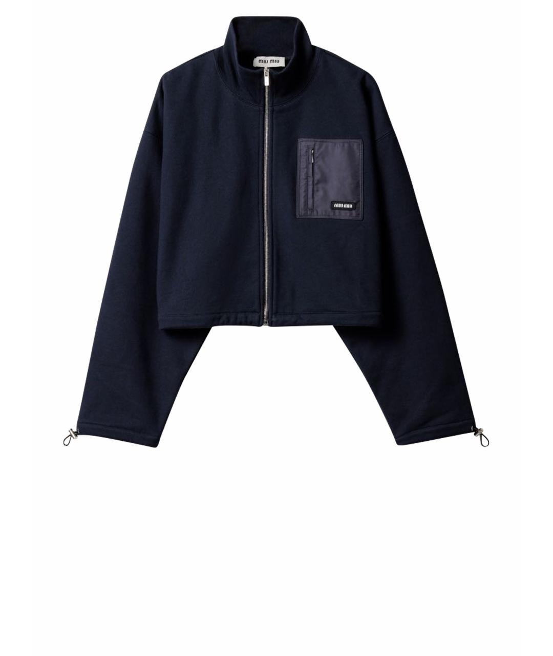 MIU MIU Темно-синий хлопковый жакет/пиджак, фото 1