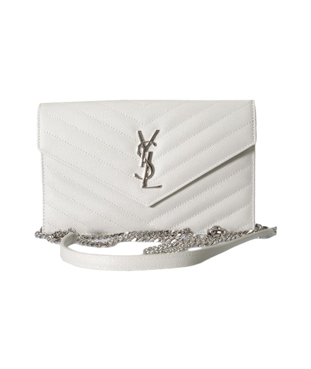 SAINT LAURENT Белая кожаная сумка через плечо, фото 1