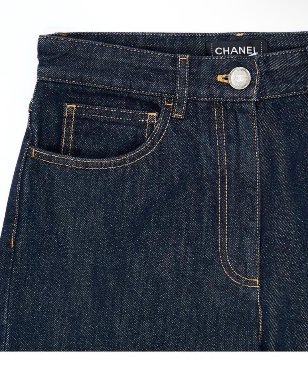 CHANEL Темно-синие хлопковые прямые джинсы, фото 3