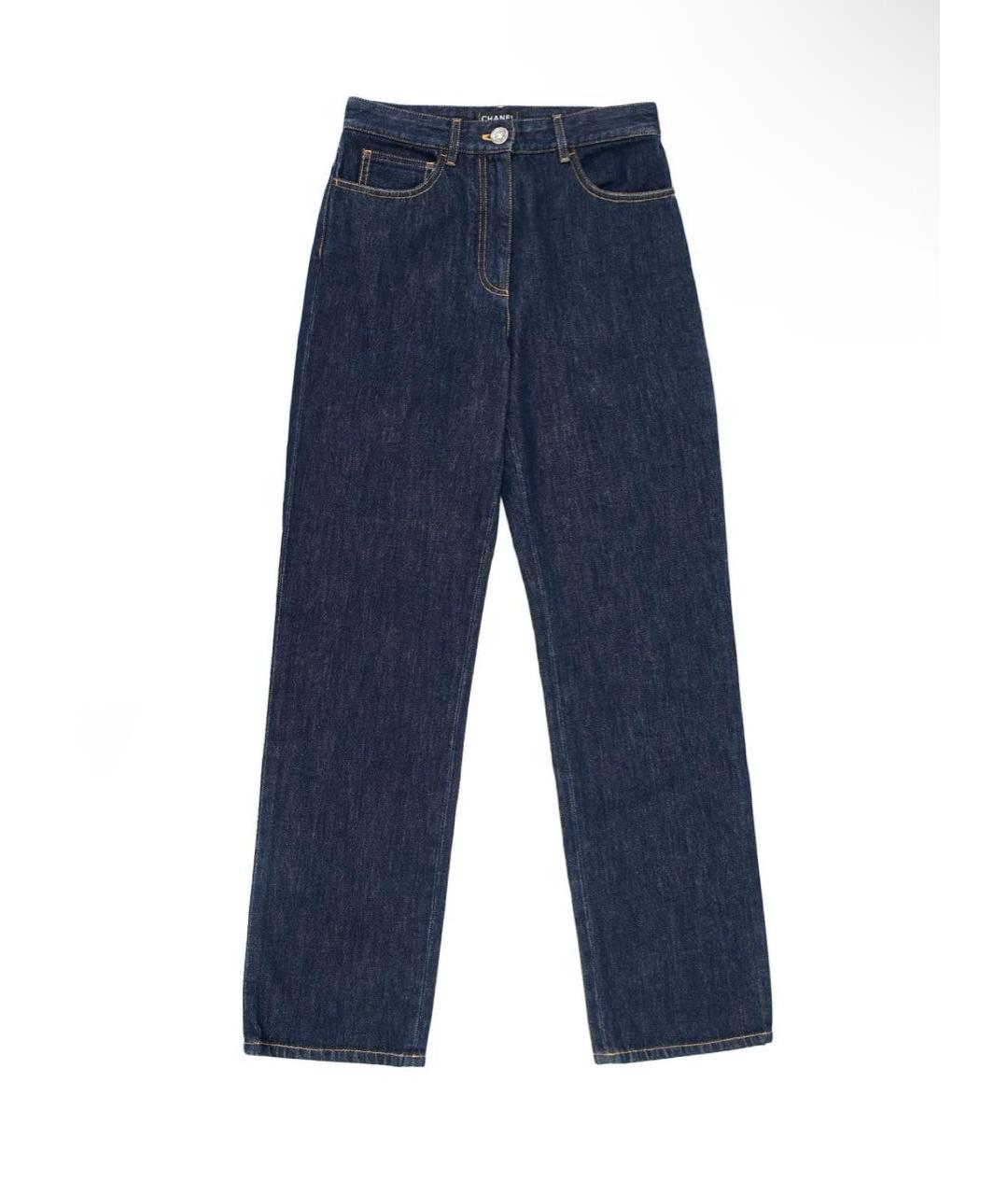 CHANEL Темно-синие хлопковые прямые джинсы, фото 5