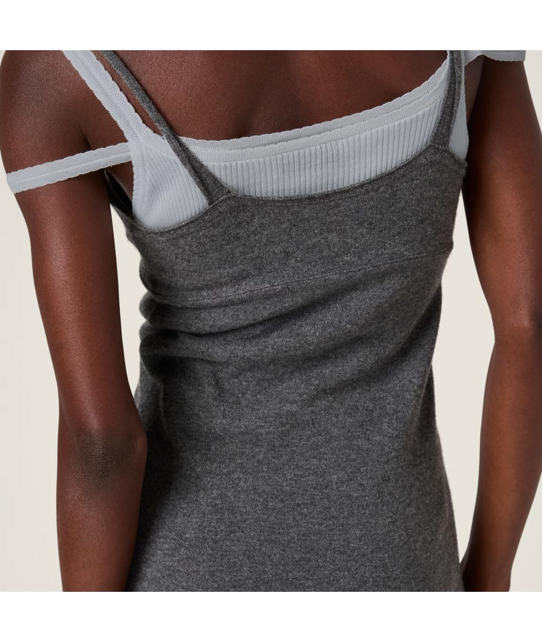 MIU MIU Серое кашемировое повседневное платье, фото 4