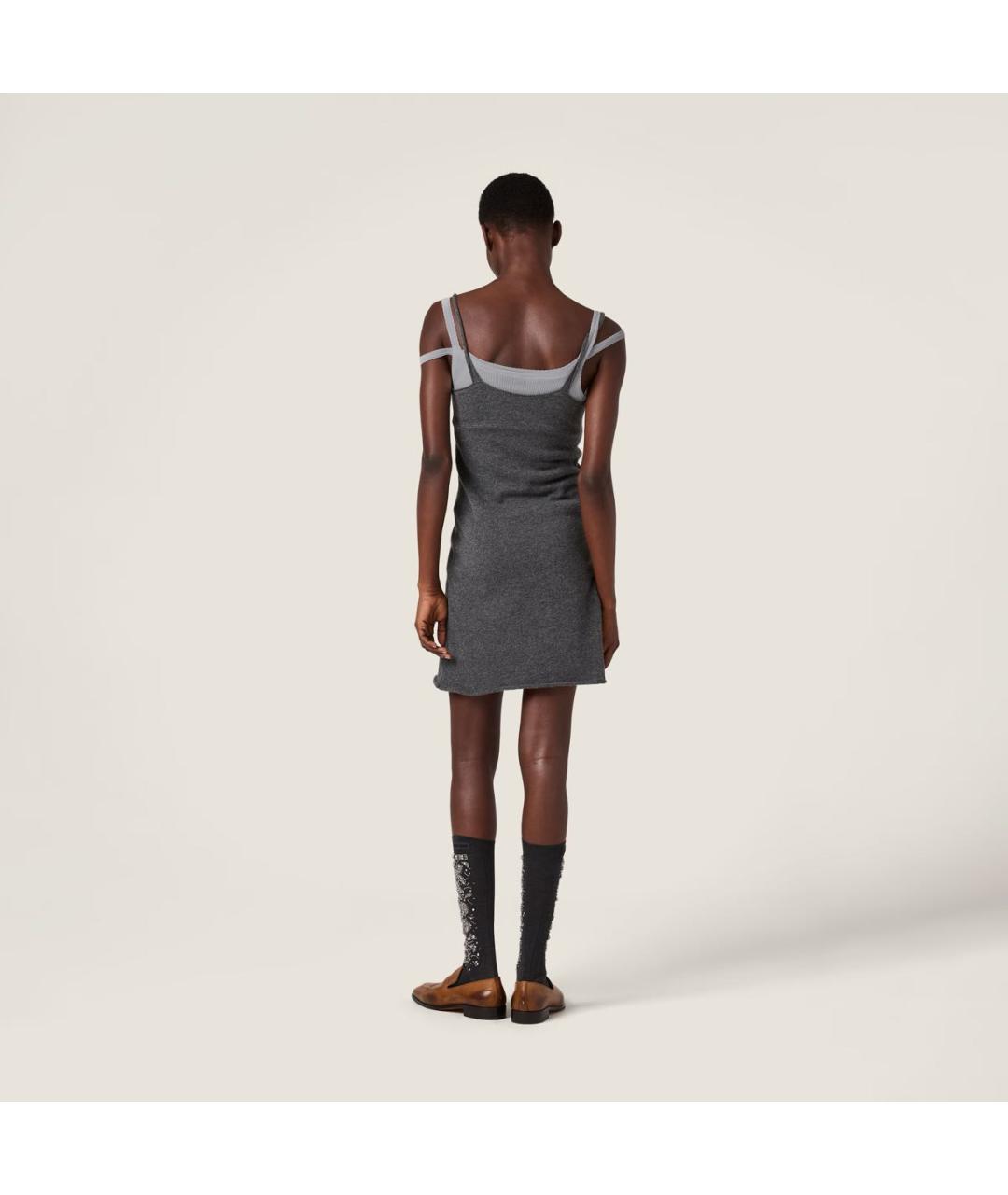 MIU MIU Серое кашемировое повседневное платье, фото 3