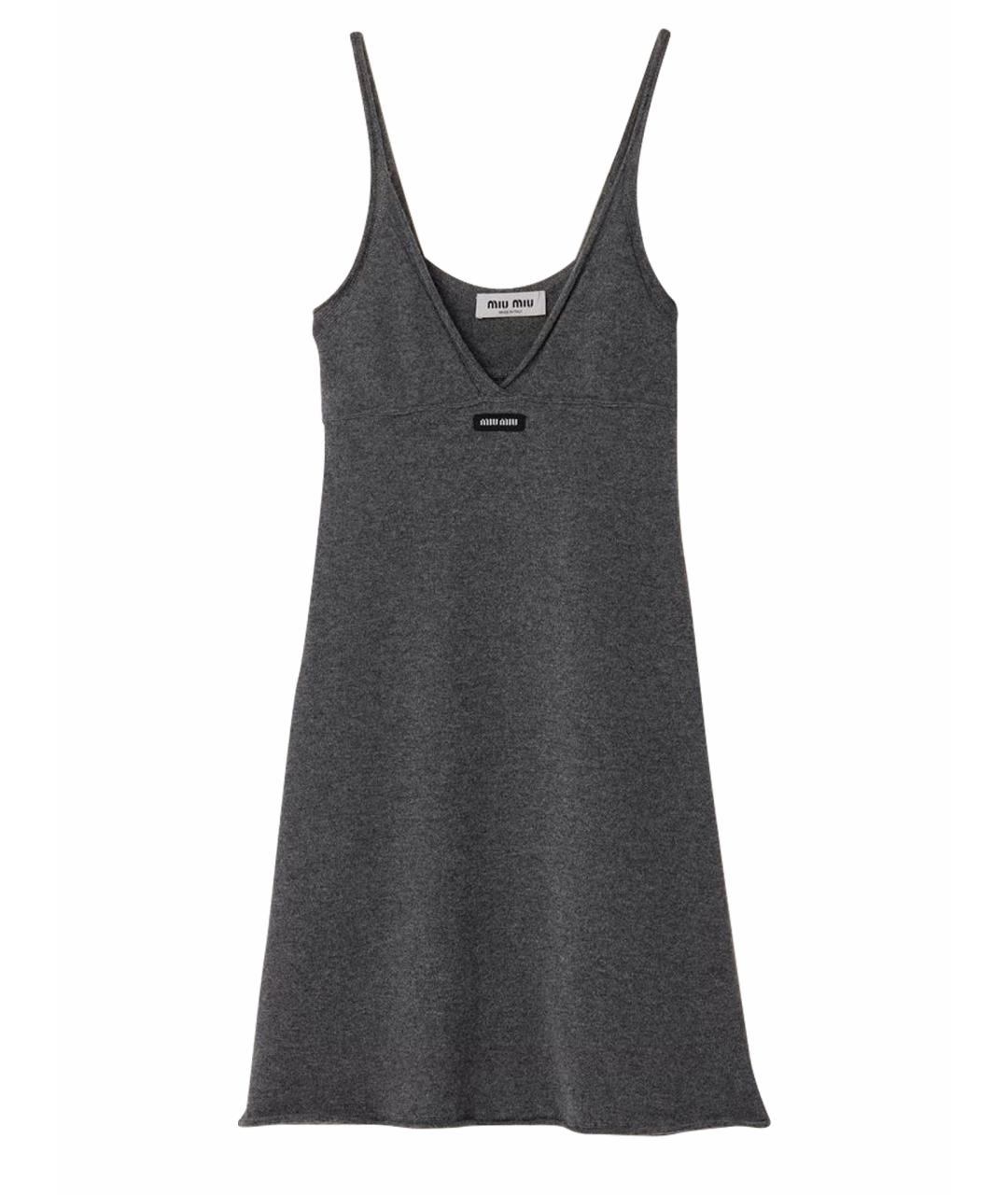 MIU MIU Серое кашемировое повседневное платье, фото 1