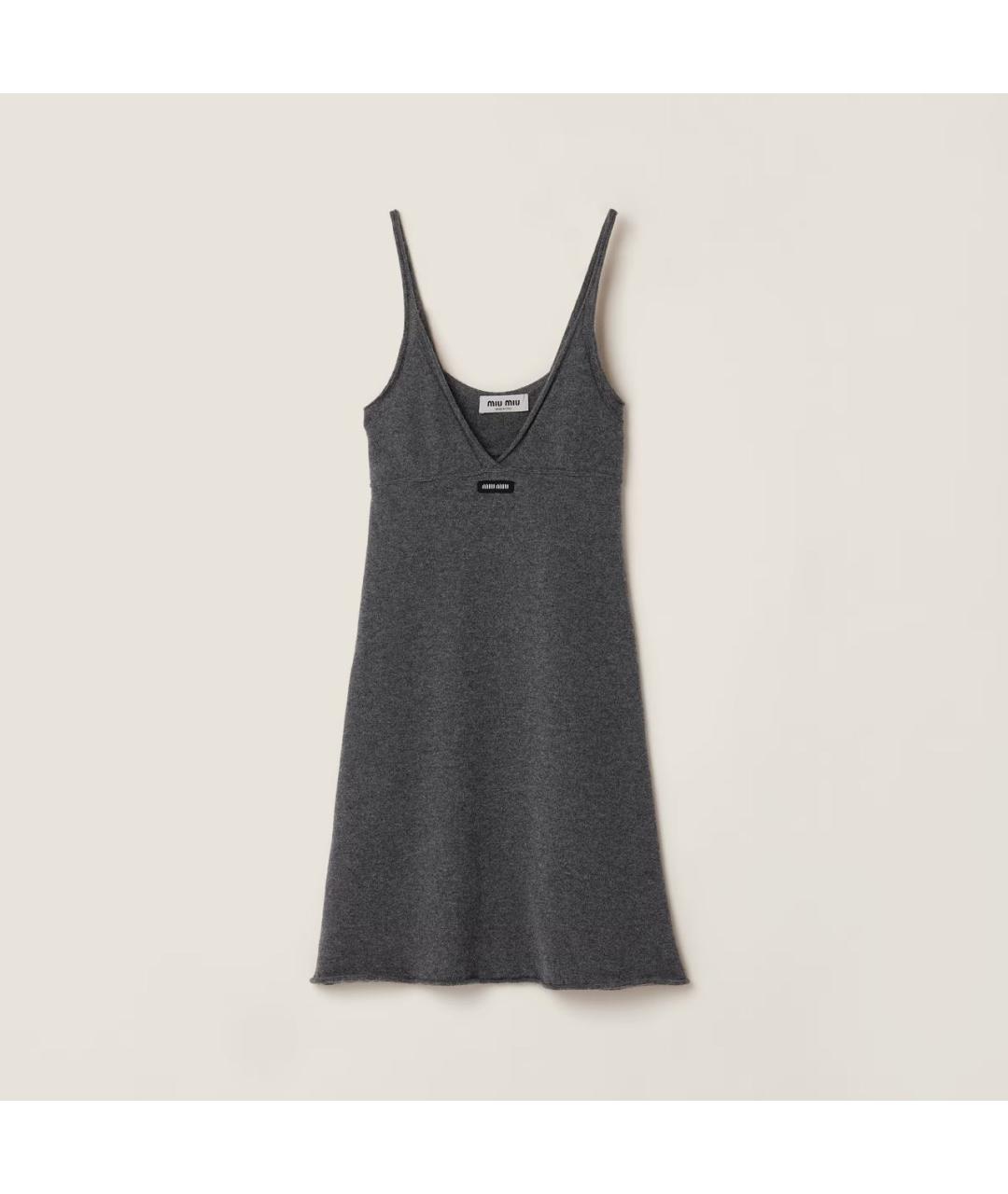 MIU MIU Серое кашемировое повседневное платье, фото 5