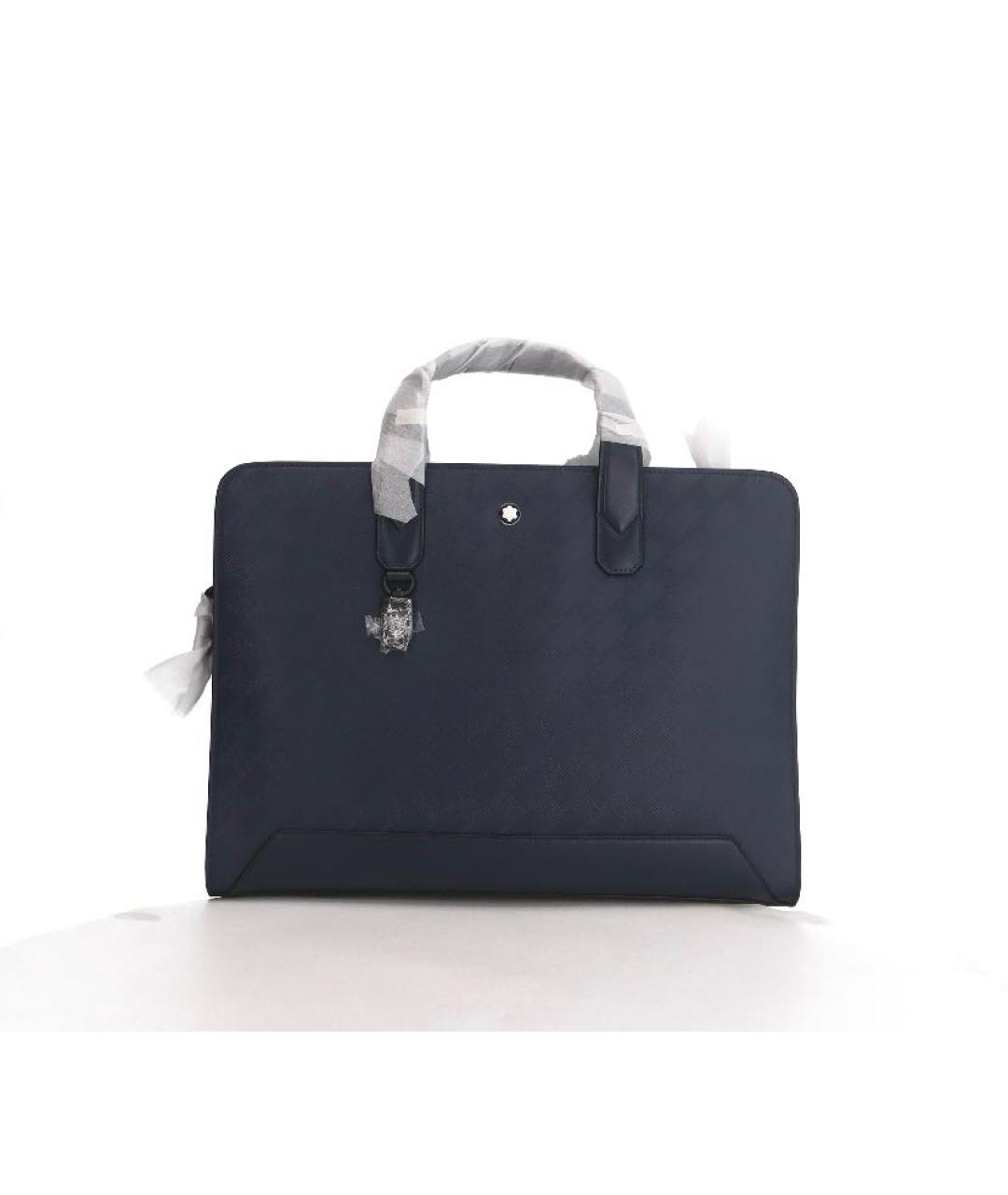 MONTBLANC Темно-синий кожаный портфель, фото 6