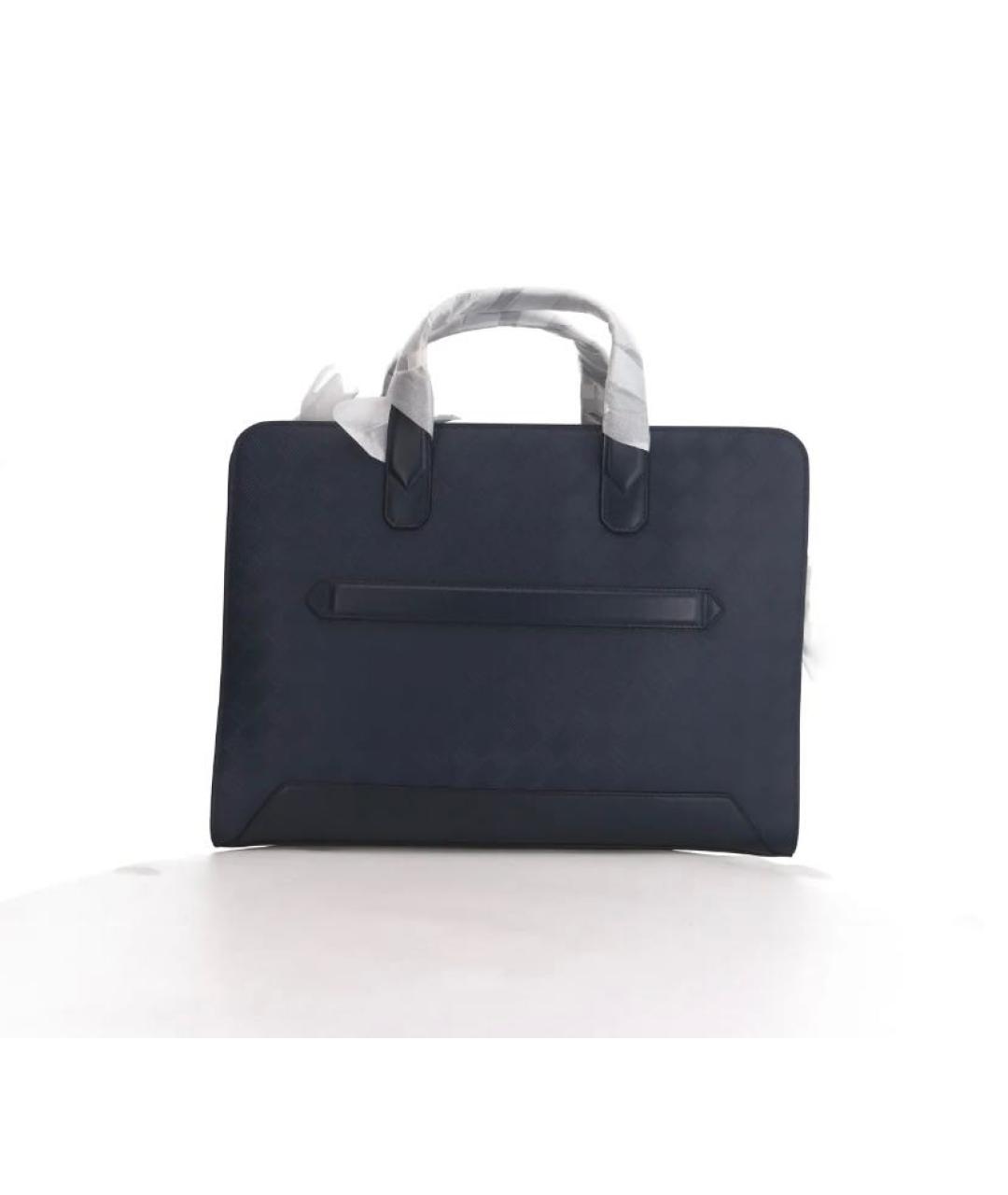 MONTBLANC Темно-синий кожаный портфель, фото 3