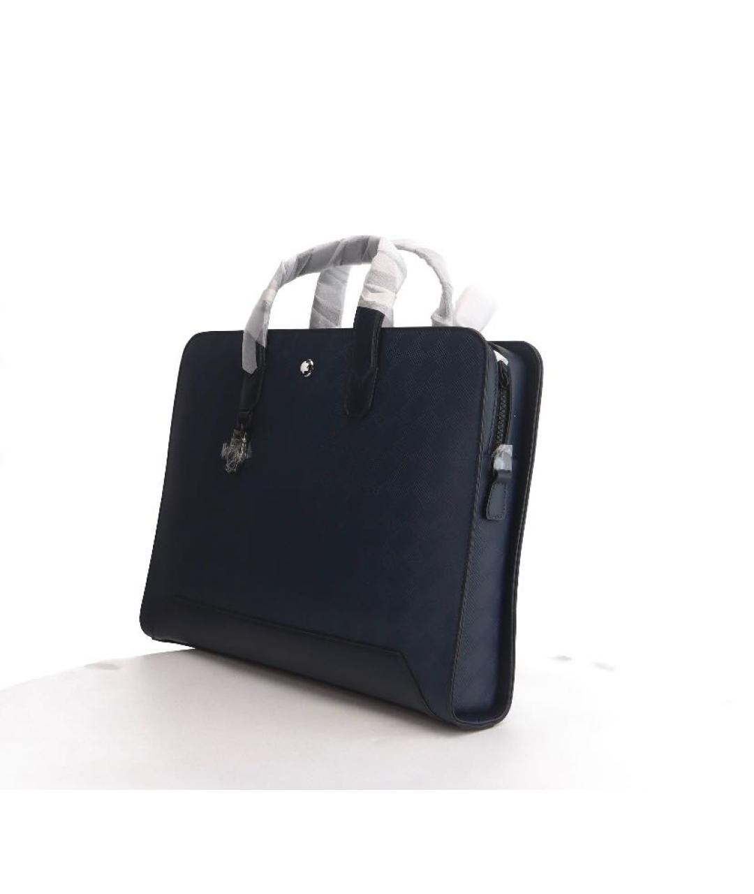 MONTBLANC Темно-синий кожаный портфель, фото 2